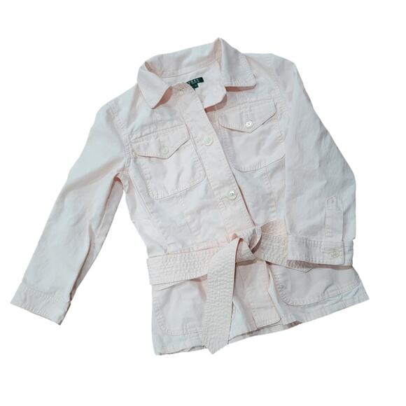 Lauren Ralph Lauren Cotton Linen Blend Belted Pastel Pink Coat Size Small - Picture 1 of 9